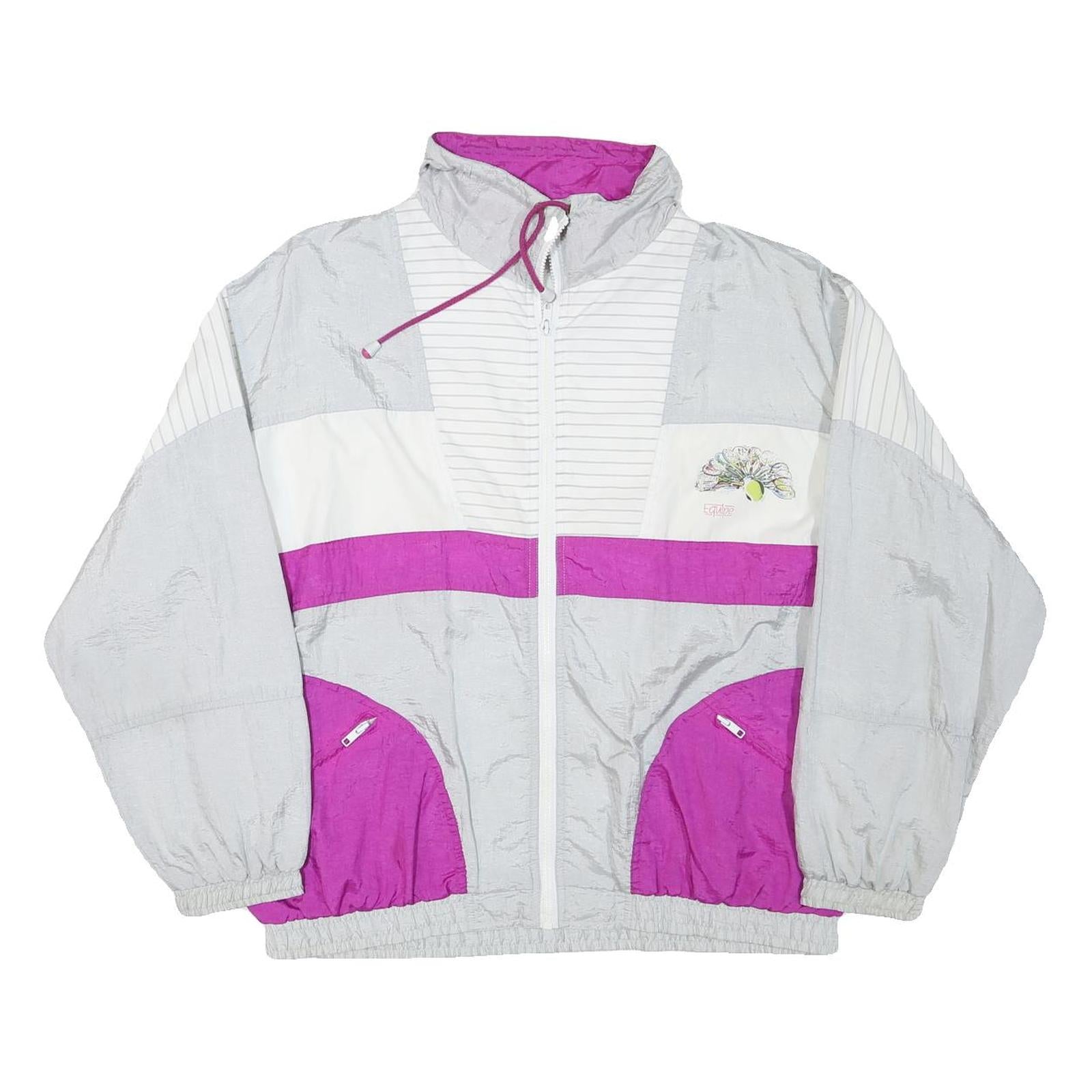 EQUIPE Womens Grey & Purple Zip Jacket L Polyester Blend Lightweight