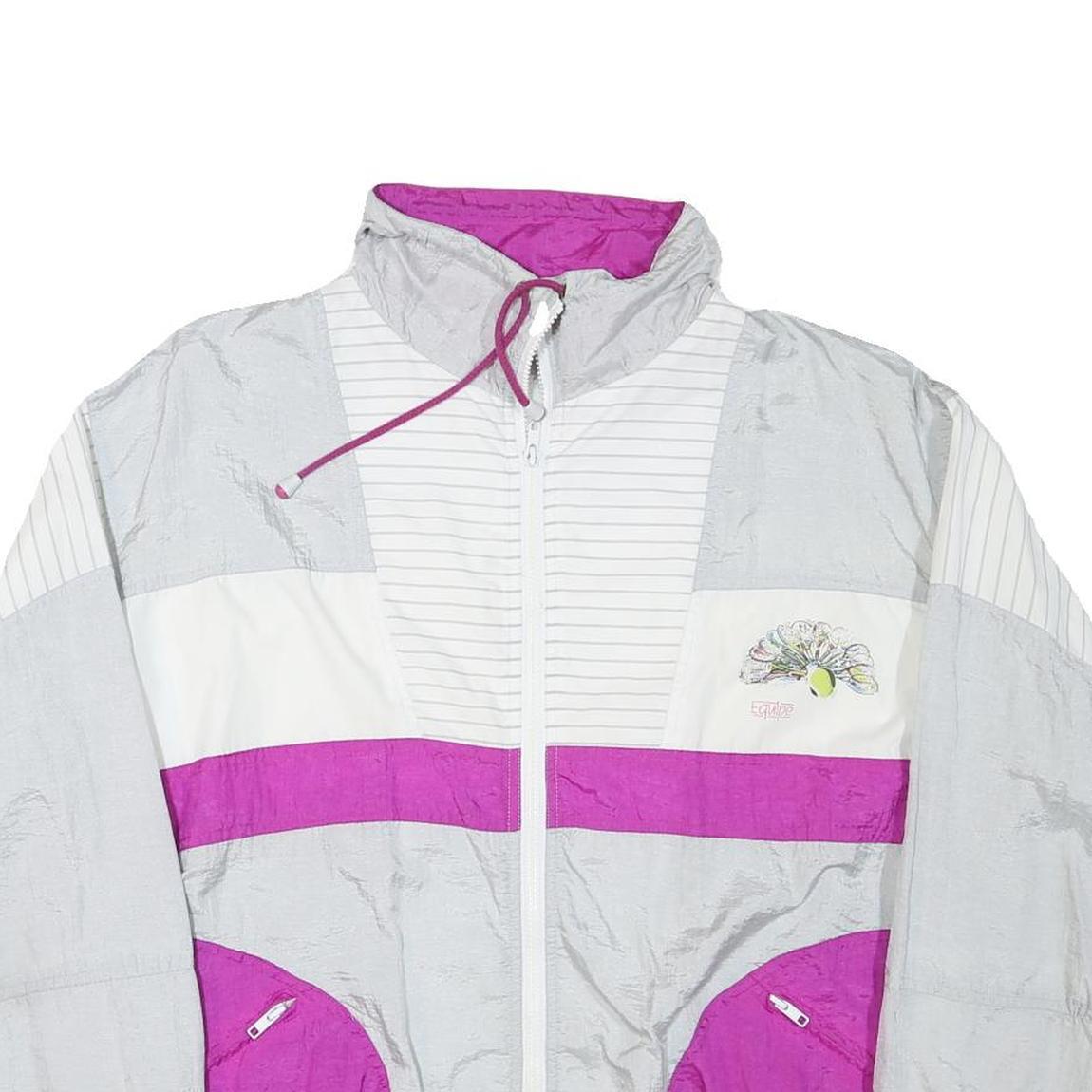 EQUIPE Womens Grey & Purple Zip Jacket L Polyester Blend Lightweight