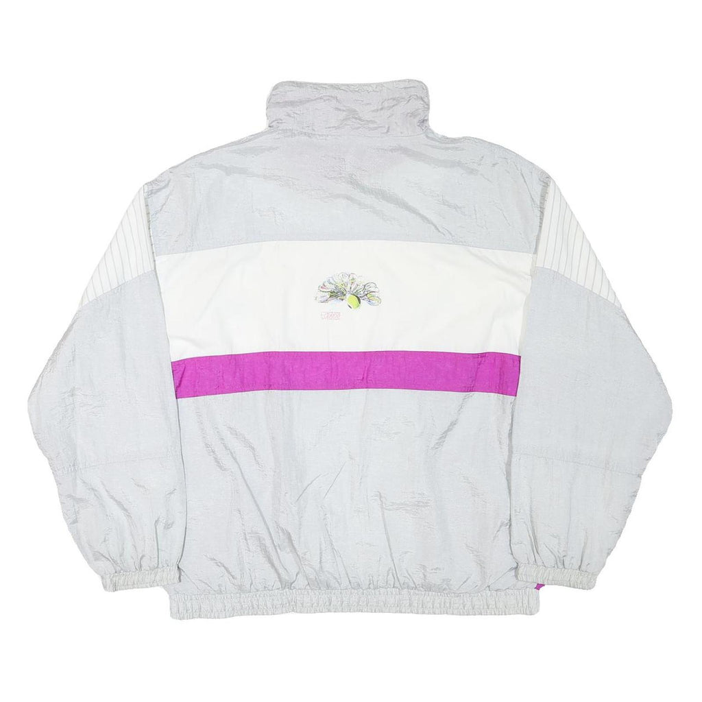 EQUIPE Womens Grey & Purple Zip Jacket L Polyester Blend Lightweight