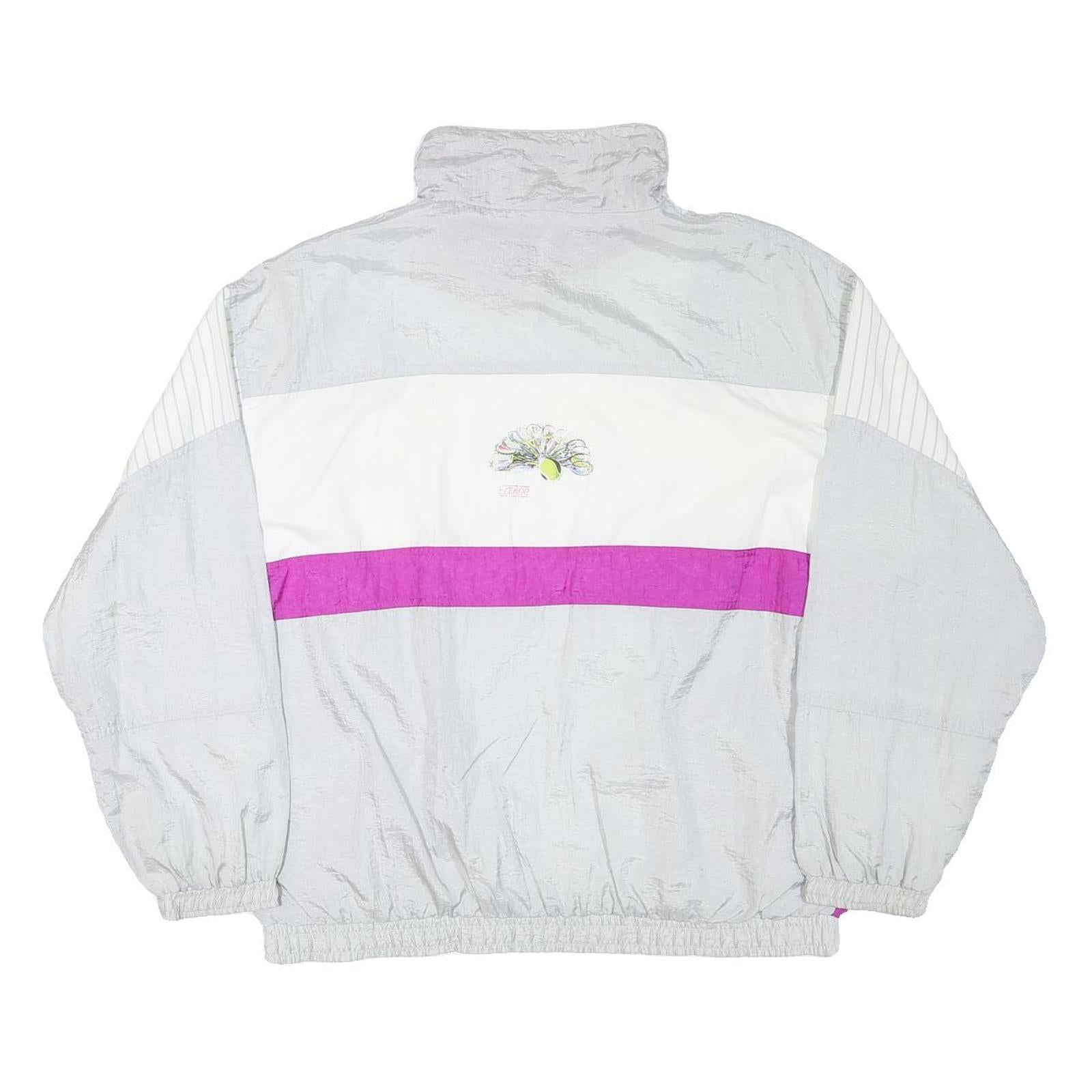EQUIPE Womens Grey & Purple Zip Jacket L Polyester Blend Lightweight