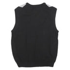 CONSENSUS Mens Black & Grey Patterned V-Neck Chunky Knit M Jumper Cotton Blend