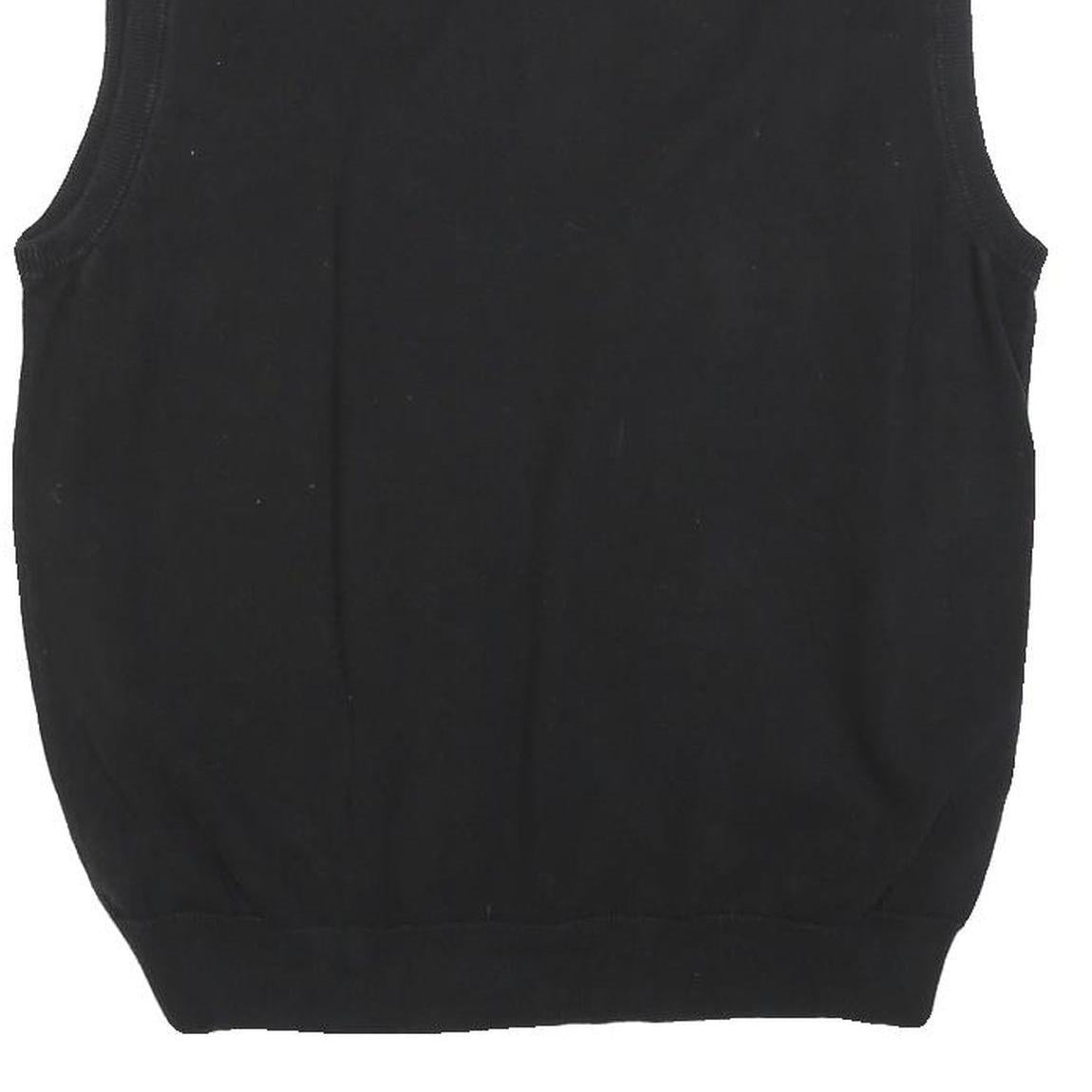 CONSENSUS Mens Black & Grey Patterned V-Neck Chunky Knit M Jumper Cotton Blend