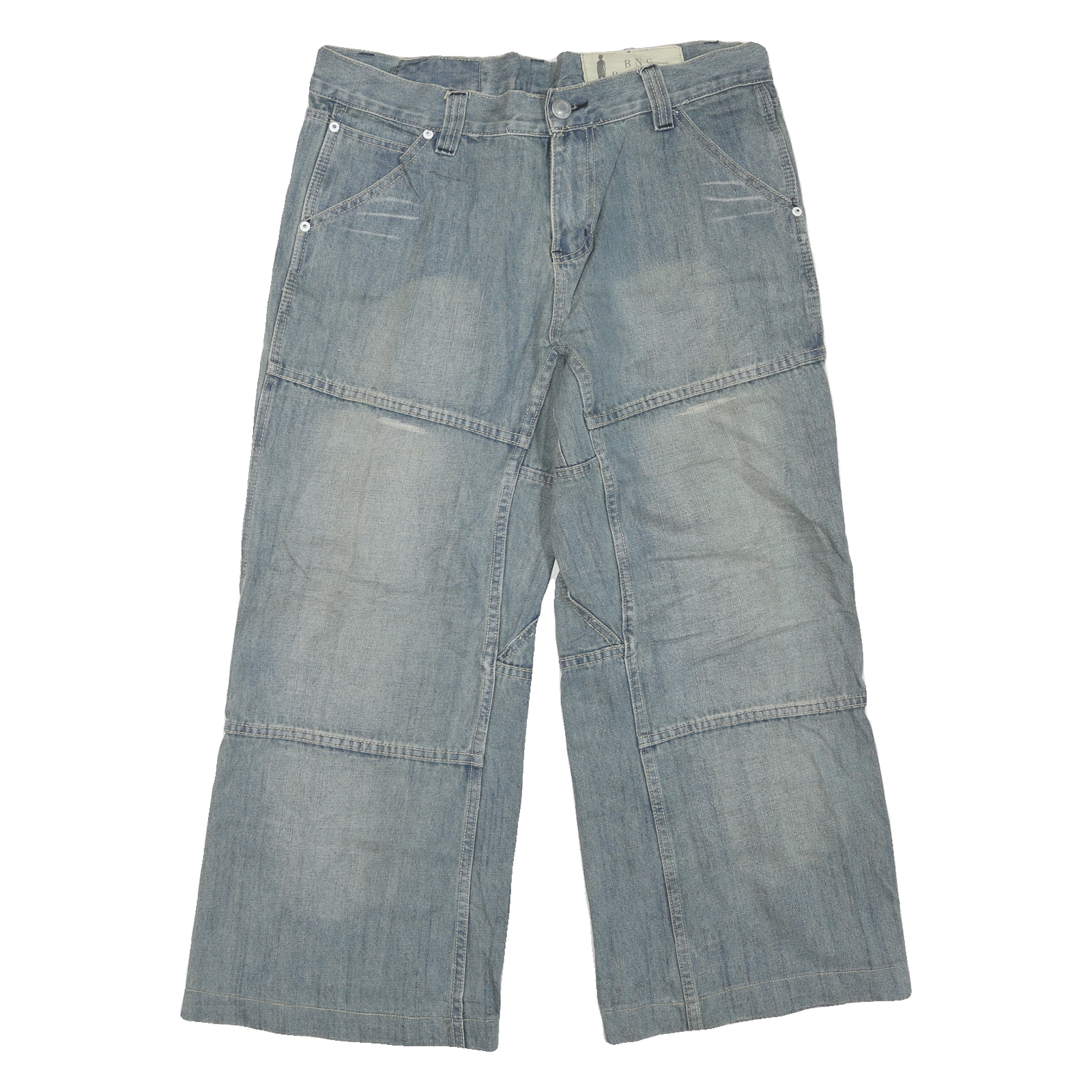 BOY & GIRL Mens Light Blue Regular Wide-Leg Denim Jeans W36 L26 Cotton Blend Zip