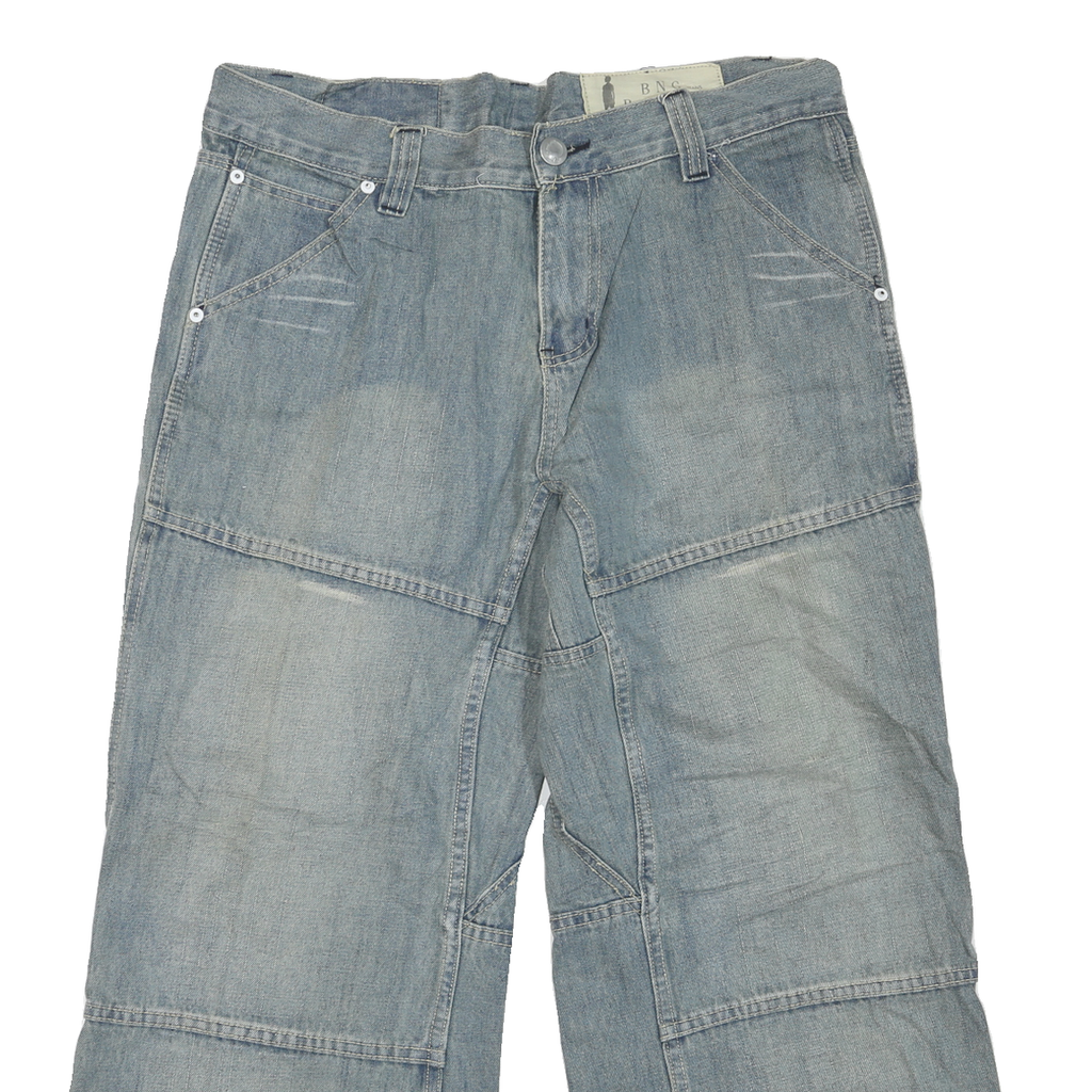 BOY & GIRL Mens Light Blue Regular Wide-Leg Denim Jeans W36 L26 Cotton Blend Zip