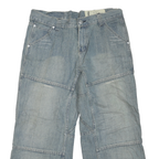 BOY & GIRL Mens Light Blue Regular Wide-Leg Denim Jeans W36 L26 Cotton Blend Zip