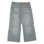BOY & GIRL Mens Light Blue Regular Wide-Leg Denim Jeans W36 L26 Cotton Blend Zip