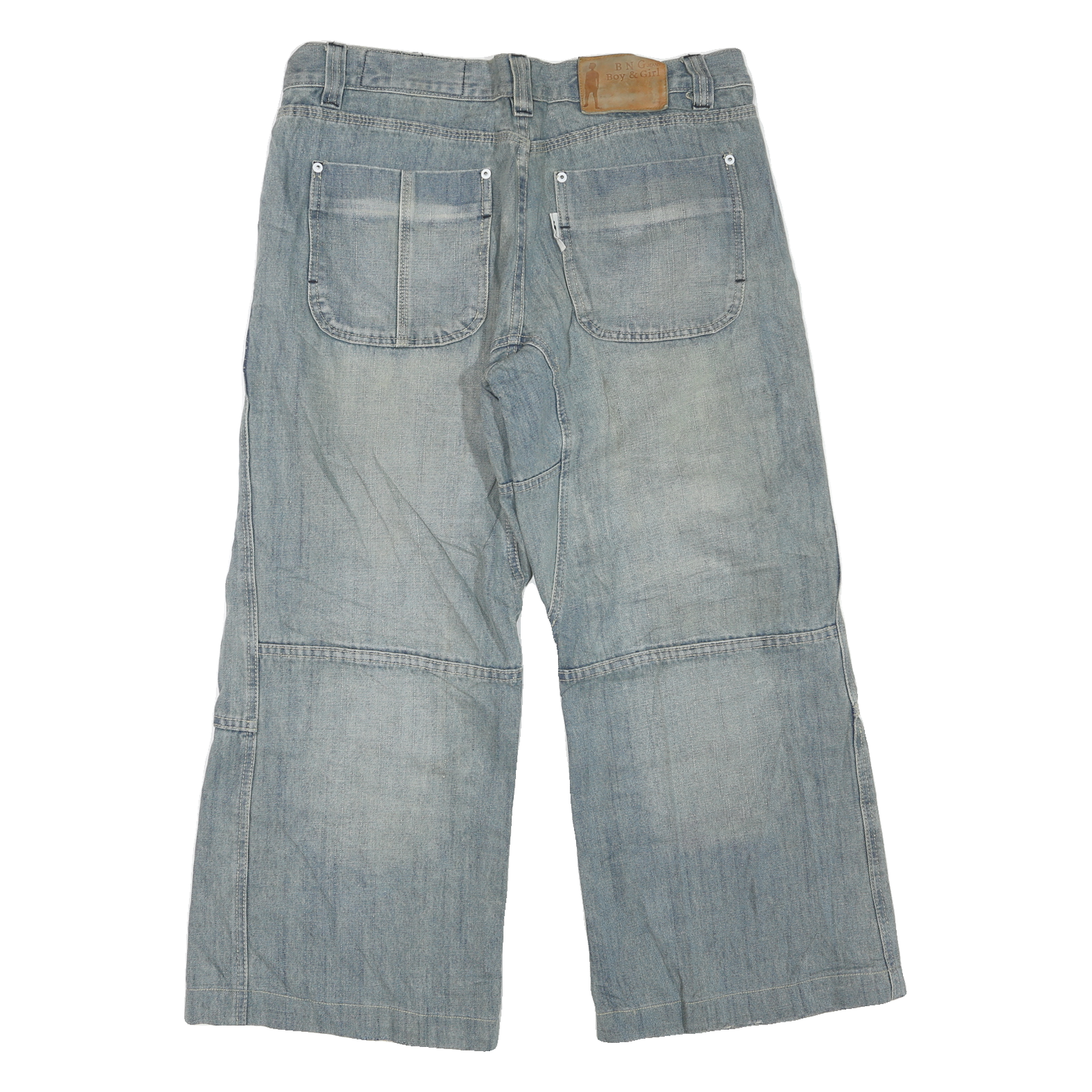 BOY & GIRL Mens Light Blue Regular Wide-Leg Denim Jeans W36 L26 Cotton Blend Zip