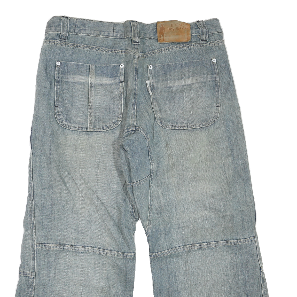 BOY & GIRL Mens Light Blue Regular Wide-Leg Denim Jeans W36 L26 Cotton Blend Zip