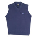 ADIDAS Mens Blue Plain V-Neck Basic Knit M Sleeveless Cotton Blend Jumper Vest