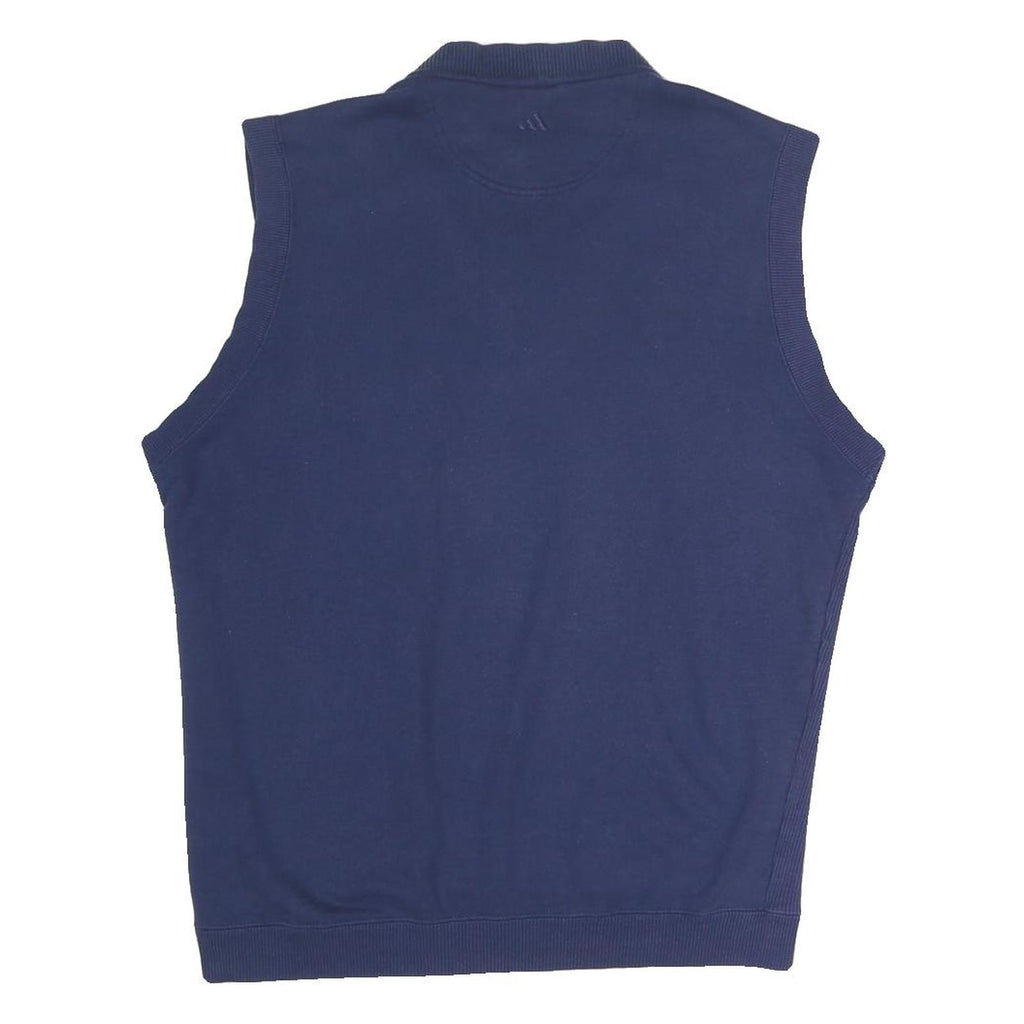 ADIDAS Mens Blue Plain V-Neck Basic Knit M Sleeveless Cotton Blend Jumper Vest