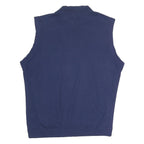 ADIDAS Mens Blue Plain V-Neck Basic Knit M Sleeveless Cotton Blend Jumper Vest