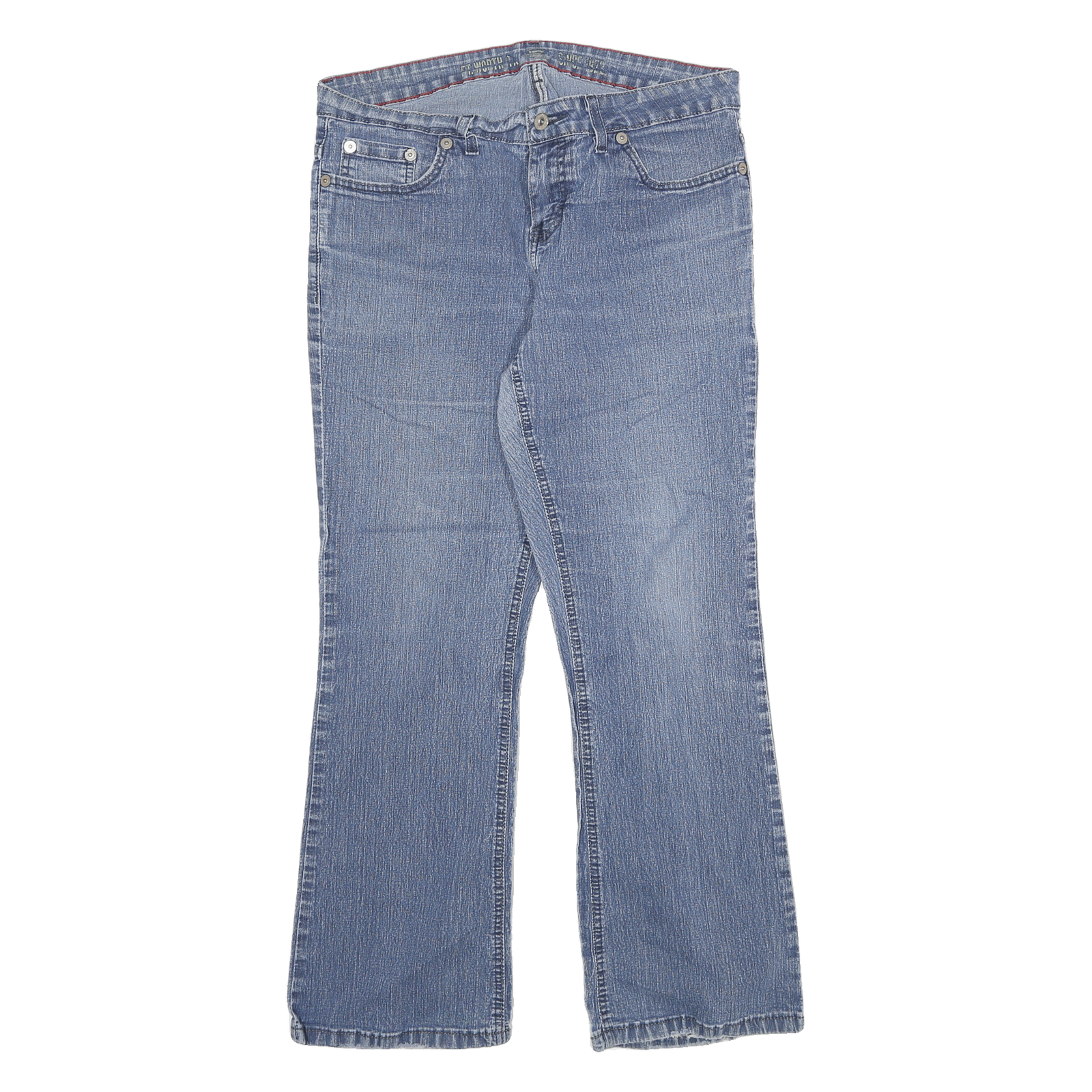 DICKIES Womens Regular Fit Flared Denim Light Wash Cotton Blend Jeans W32 L27