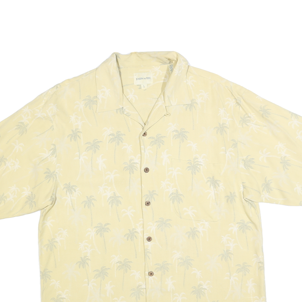 JOSEPH & FEISS Mens Beige Silk Hawaiian Style L Summer Vacation Shirt