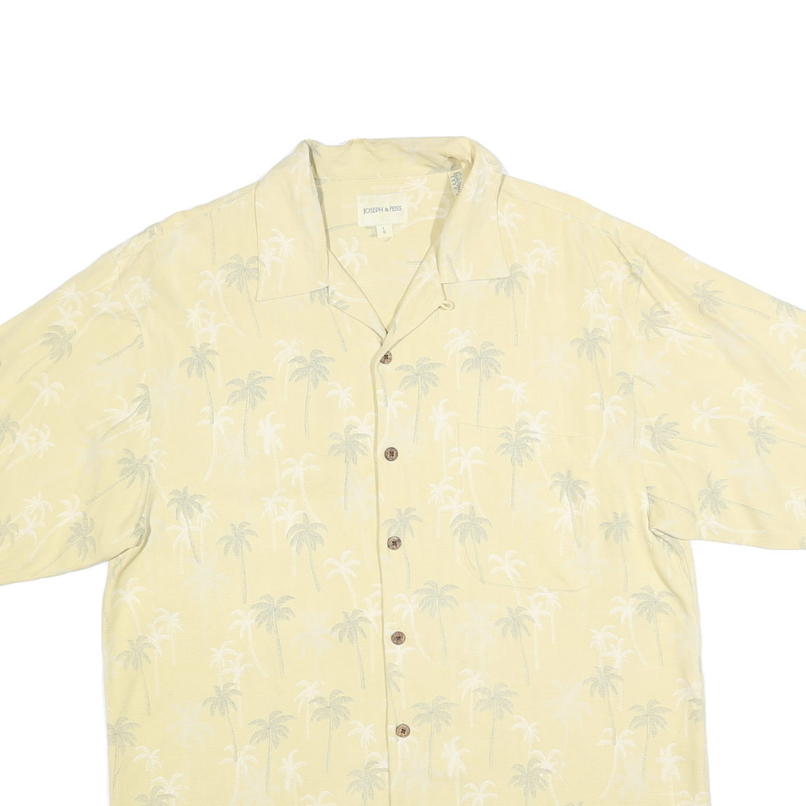 JOSEPH & FEISS Mens Beige Silk Hawaiian Style L Summer Vacation Shirt