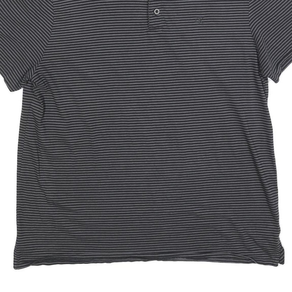 CALVIN KLEIN Mens Black & Grey Striped Short Sleeve Polo Shirt XL Classic Fit