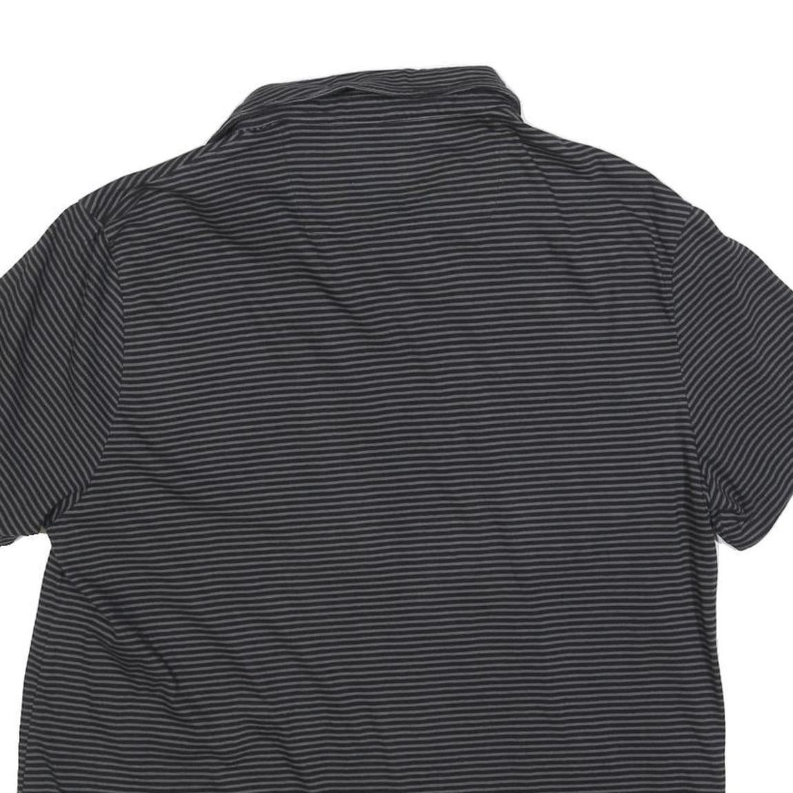 CALVIN KLEIN Mens Black & Grey Striped Short Sleeve Polo Shirt XL Classic Fit