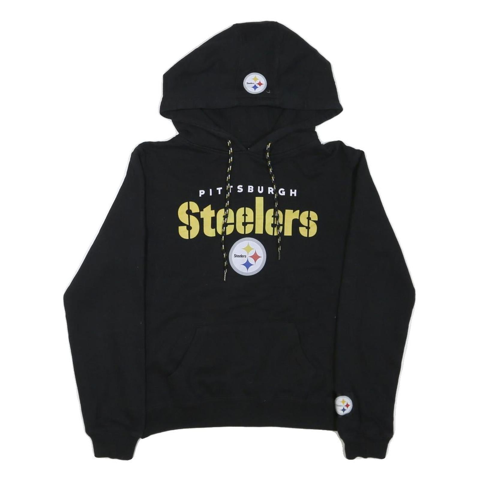 NFL Mens Black Pittsburgh Steelers Hoodie S Cotton Blend Casual Pullover