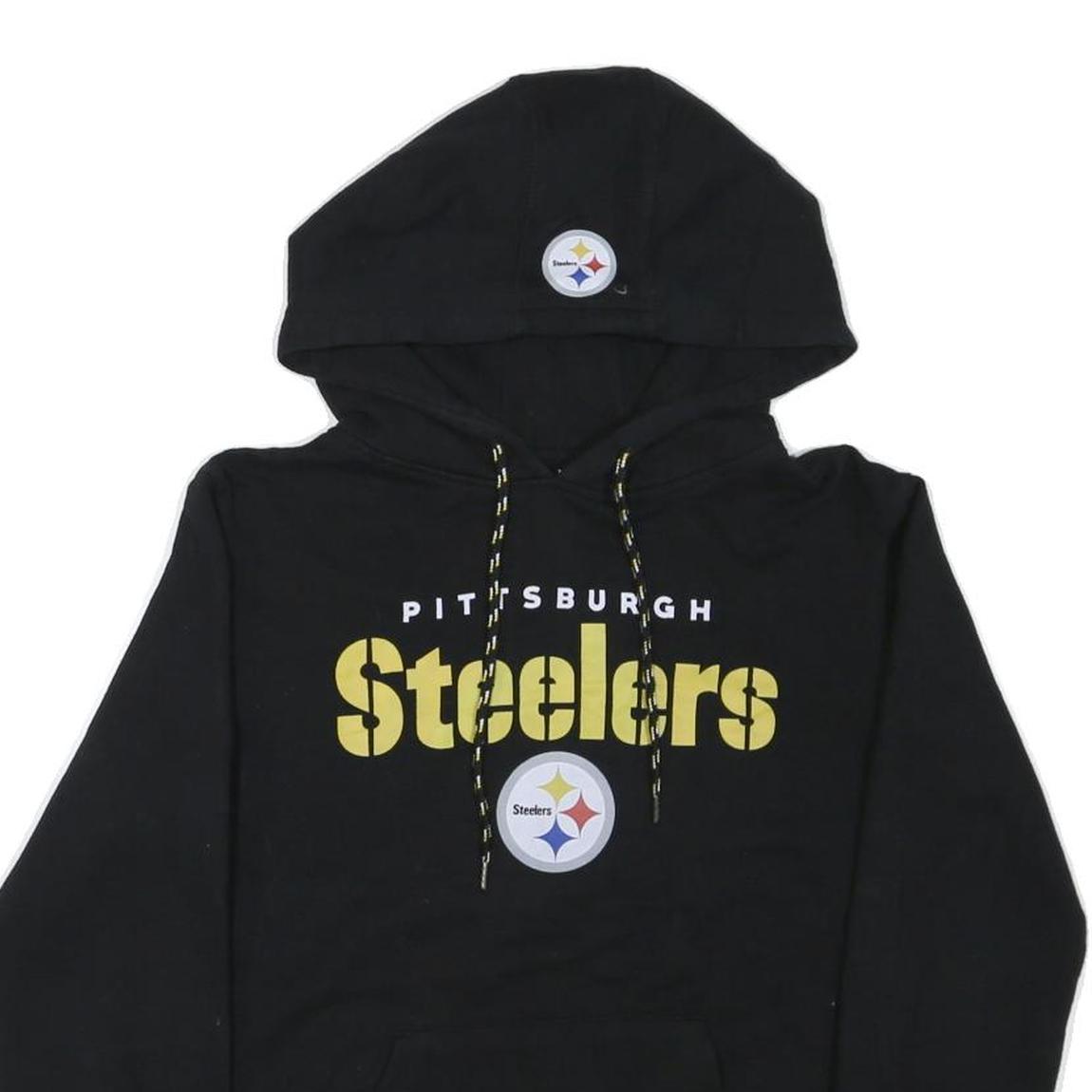 NFL Mens Black Pittsburgh Steelers Hoodie S Cotton Blend Casual Pullover
