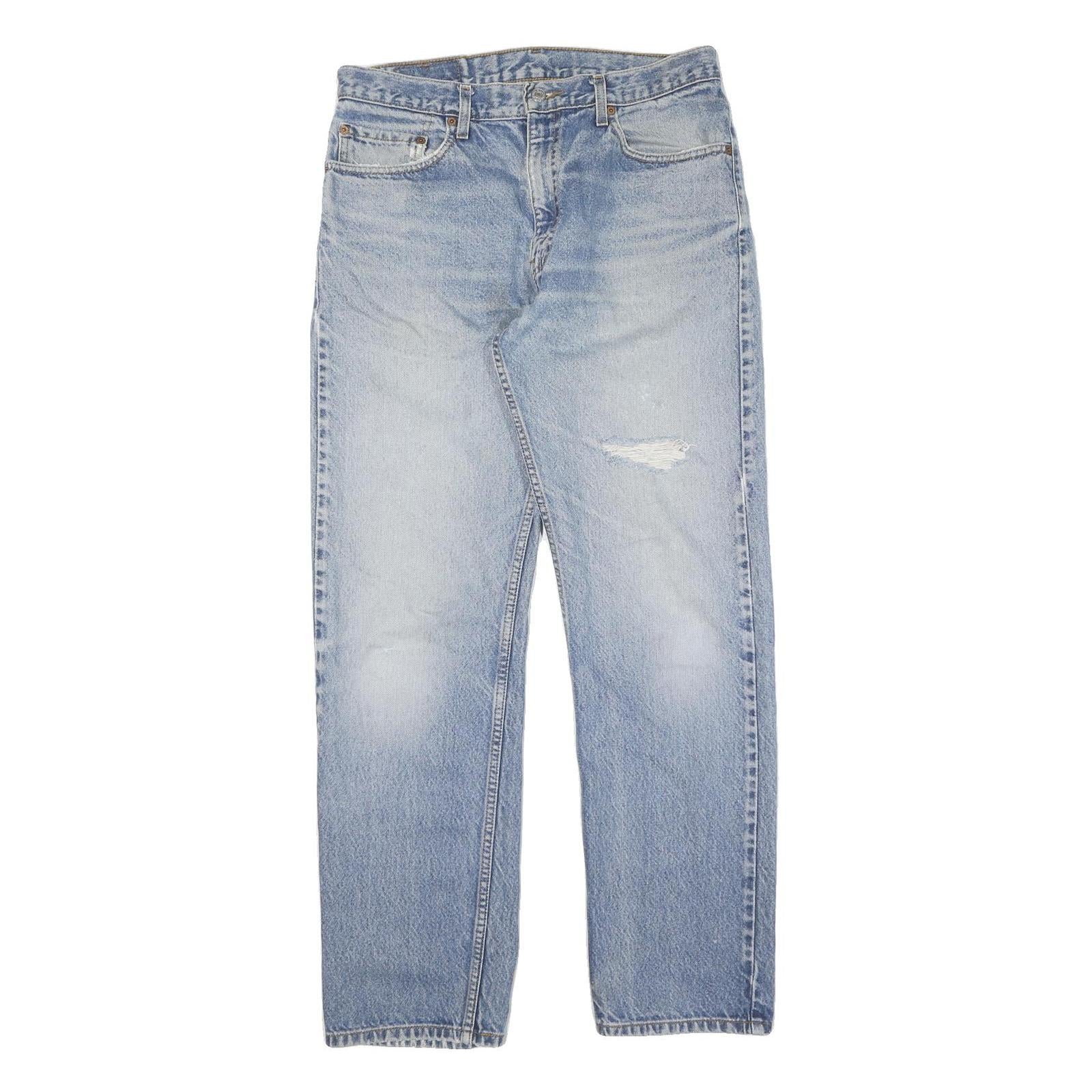 LEVI'S 505 Mens Jeans Blue Light Denim Regular Straight Cotton W34 L32 Zip