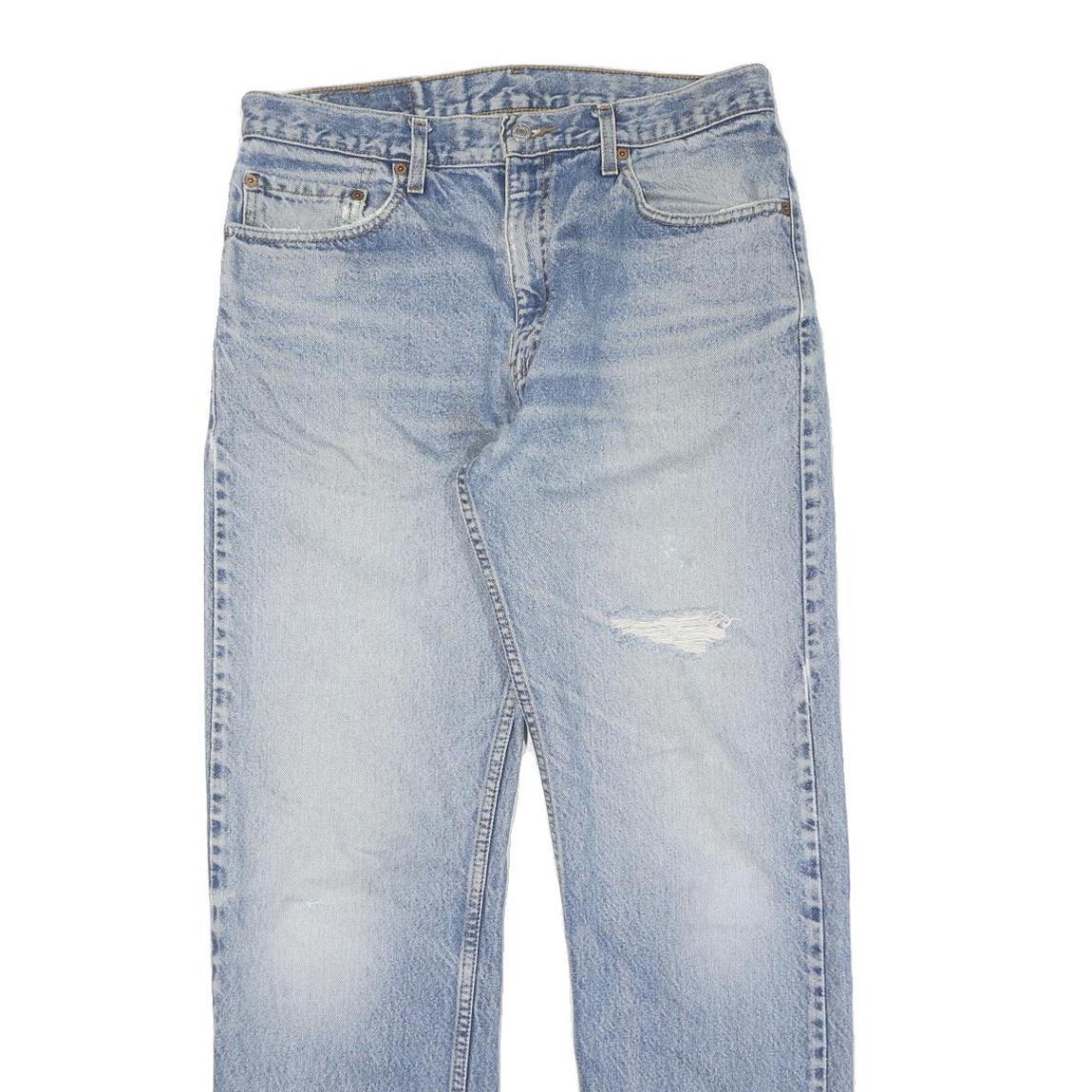 LEVI'S 505 Mens Jeans Blue Light Denim Regular Straight Cotton W34 L32 Zip