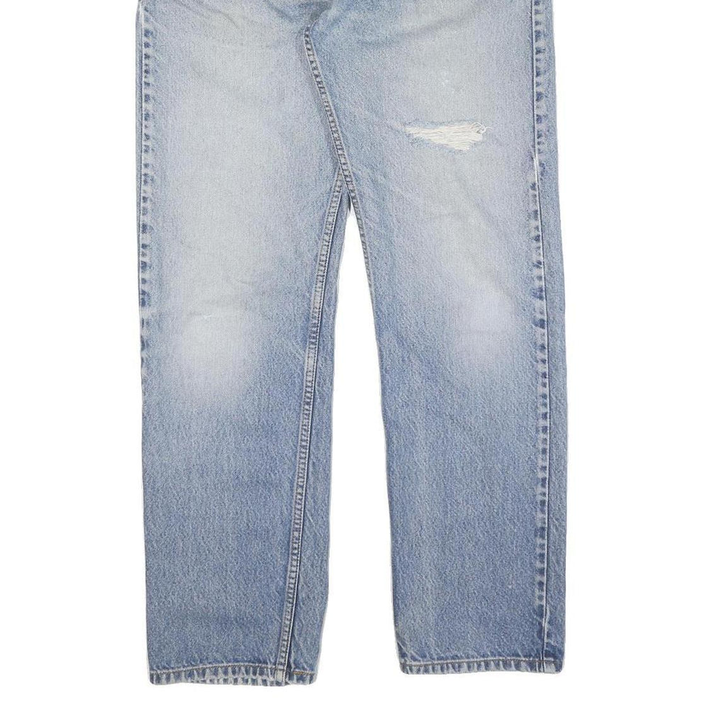 LEVI'S 505 Mens Jeans Blue Light Denim Regular Straight Cotton W34 L32 Zip