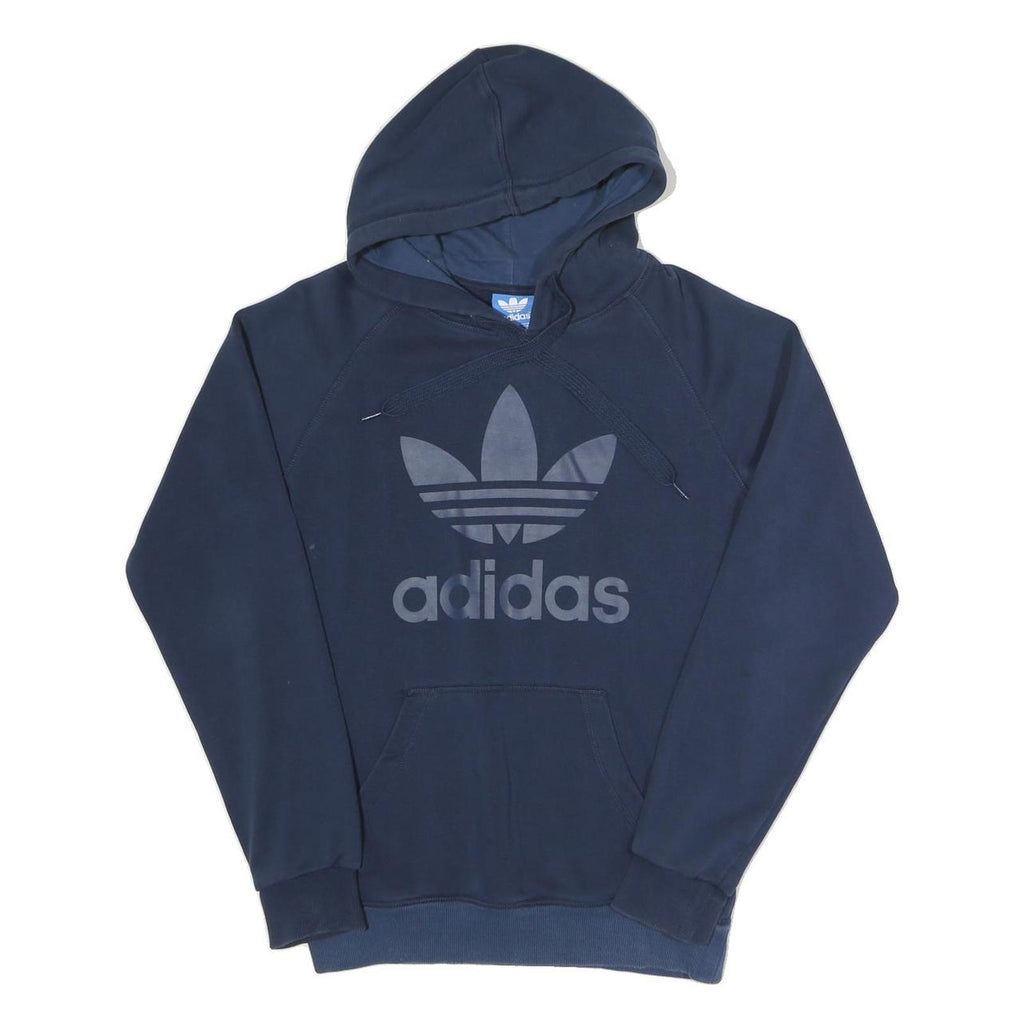 ADIDAS Mens Navy Blue Hoodie S Cotton Blend Pullover Warm Casual