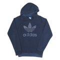 ADIDAS Mens Navy Blue Hoodie S Cotton Blend Pullover Warm Casual