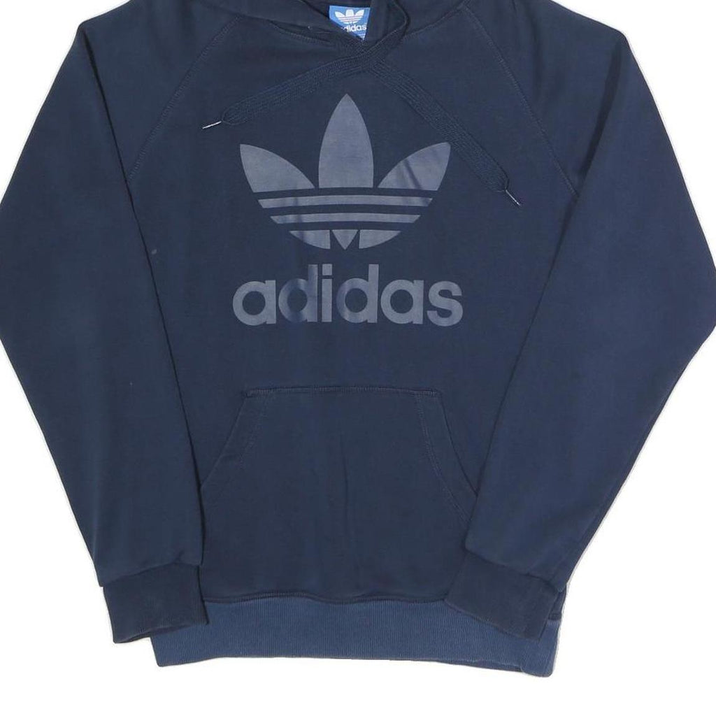 ADIDAS Mens Navy Blue Hoodie S Cotton Blend Pullover Warm Casual
