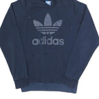 ADIDAS Mens Navy Blue Hoodie S Cotton Blend Pullover Warm Casual