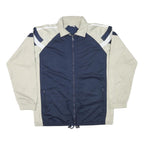 ANDREA Mens Navy & Beige Zip Up Polyester Blend Jacket XL Sports Casual Retro
