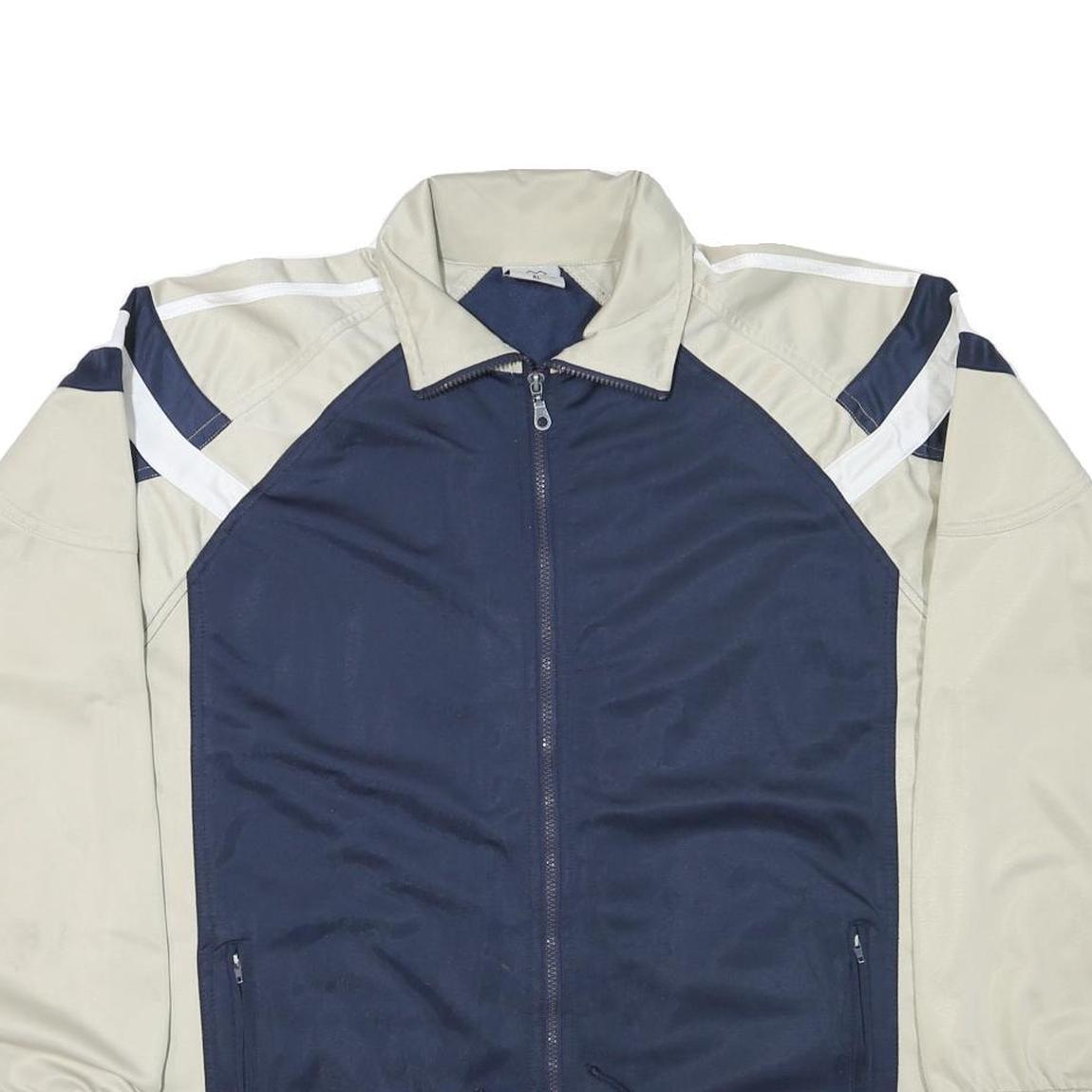 ANDREA Mens Navy & Beige Zip Up Polyester Blend Jacket XL Sports Casual Retro