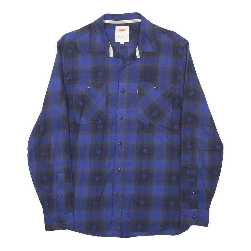 LEVI'S Mens Blue & Black Check Shirt S Cotton Long Sleeve Casual Classic