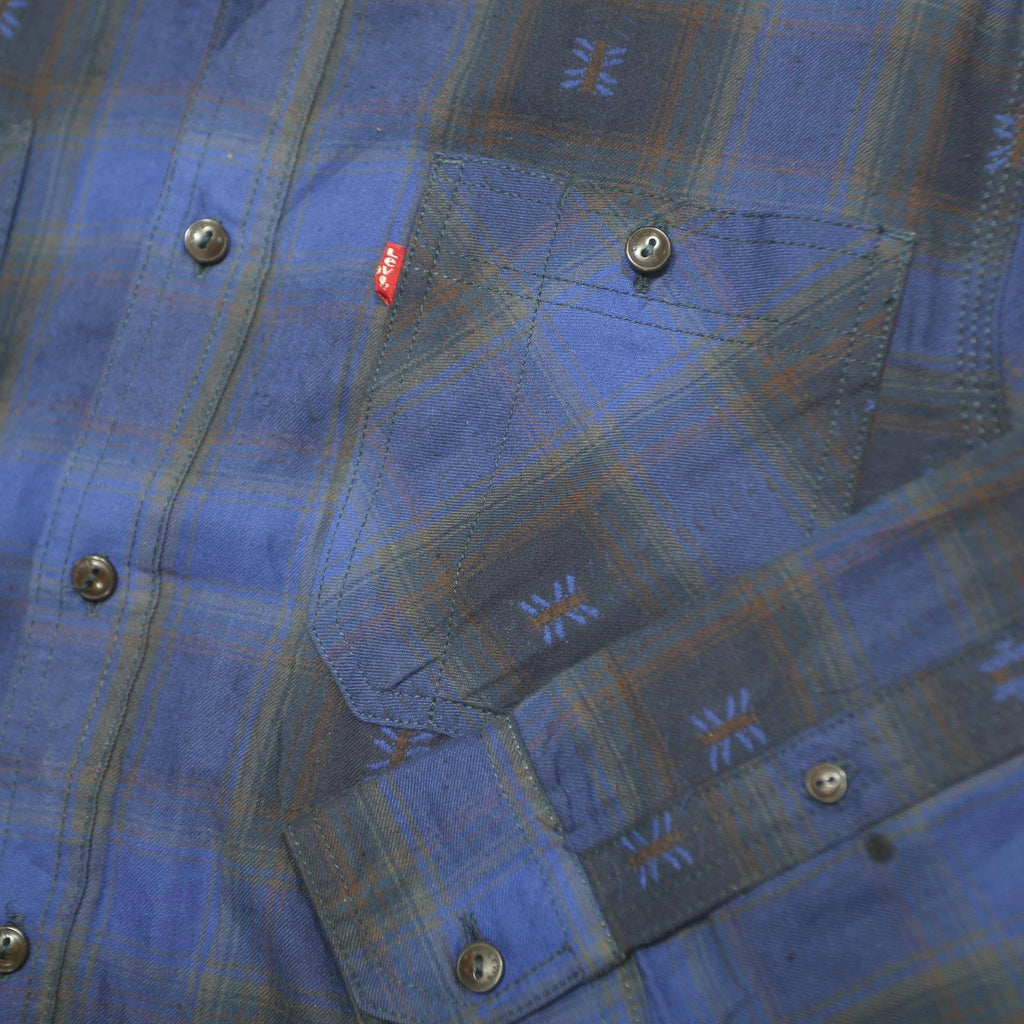 LEVI'S Mens Blue & Black Check Shirt S Cotton Long Sleeve Casual Classic