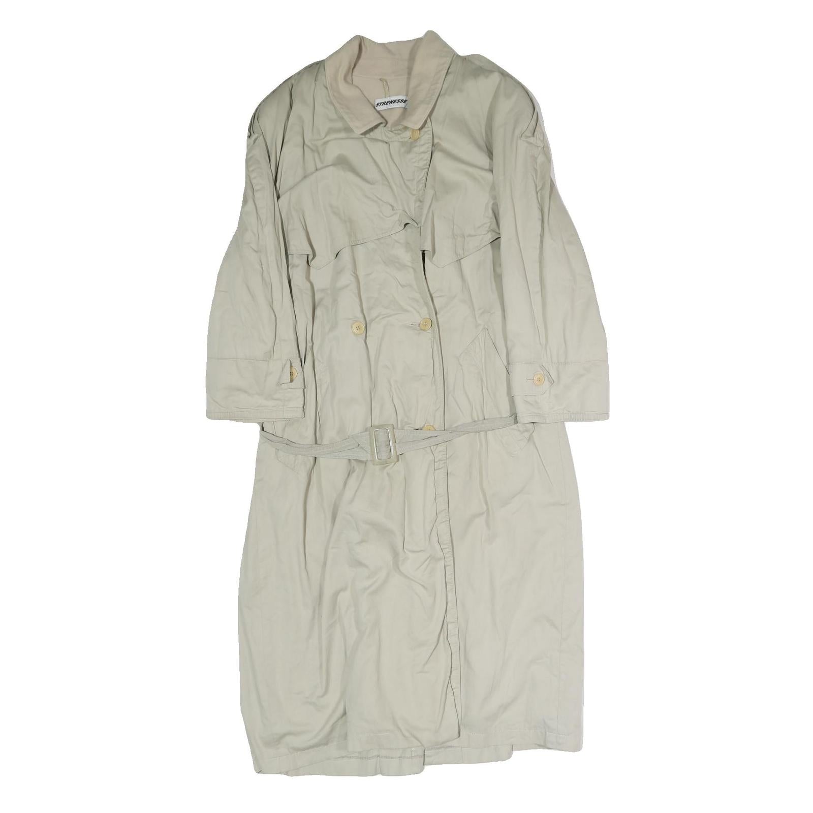 STRENESSE Womens Beige Cotton Trench Jacket M Button Closure Classic Style