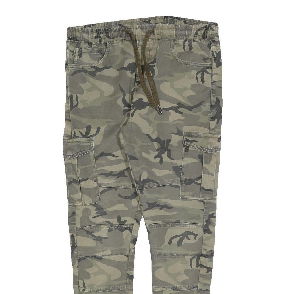 FSBN Mens Cotton Blend Slim Drawstring Cargo Trousers W32 L28 Camouflage