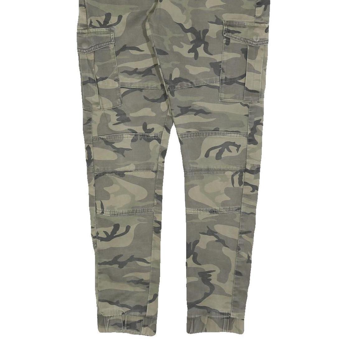 FSBN Mens Cotton Blend Slim Drawstring Cargo Trousers W32 L28 Camouflage