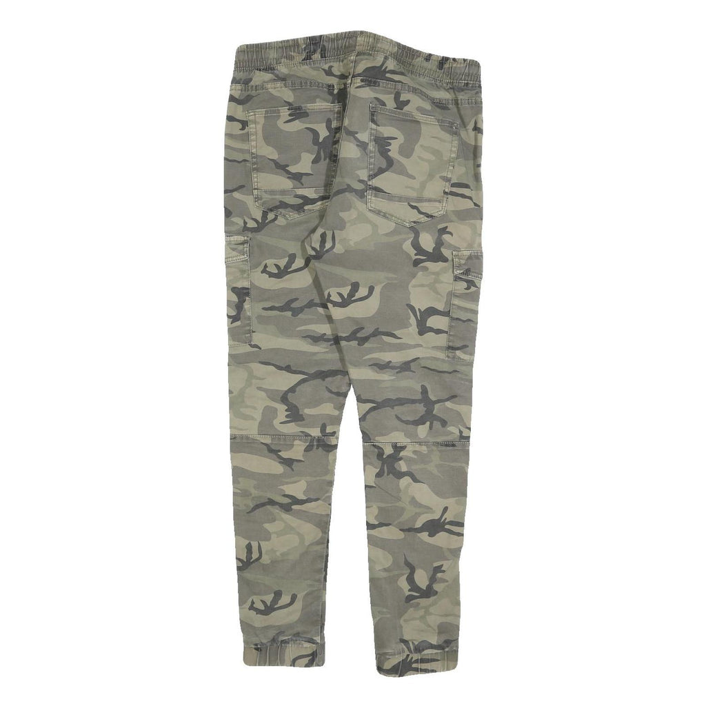 FSBN Mens Cotton Blend Slim Drawstring Cargo Trousers W32 L28 Camouflage