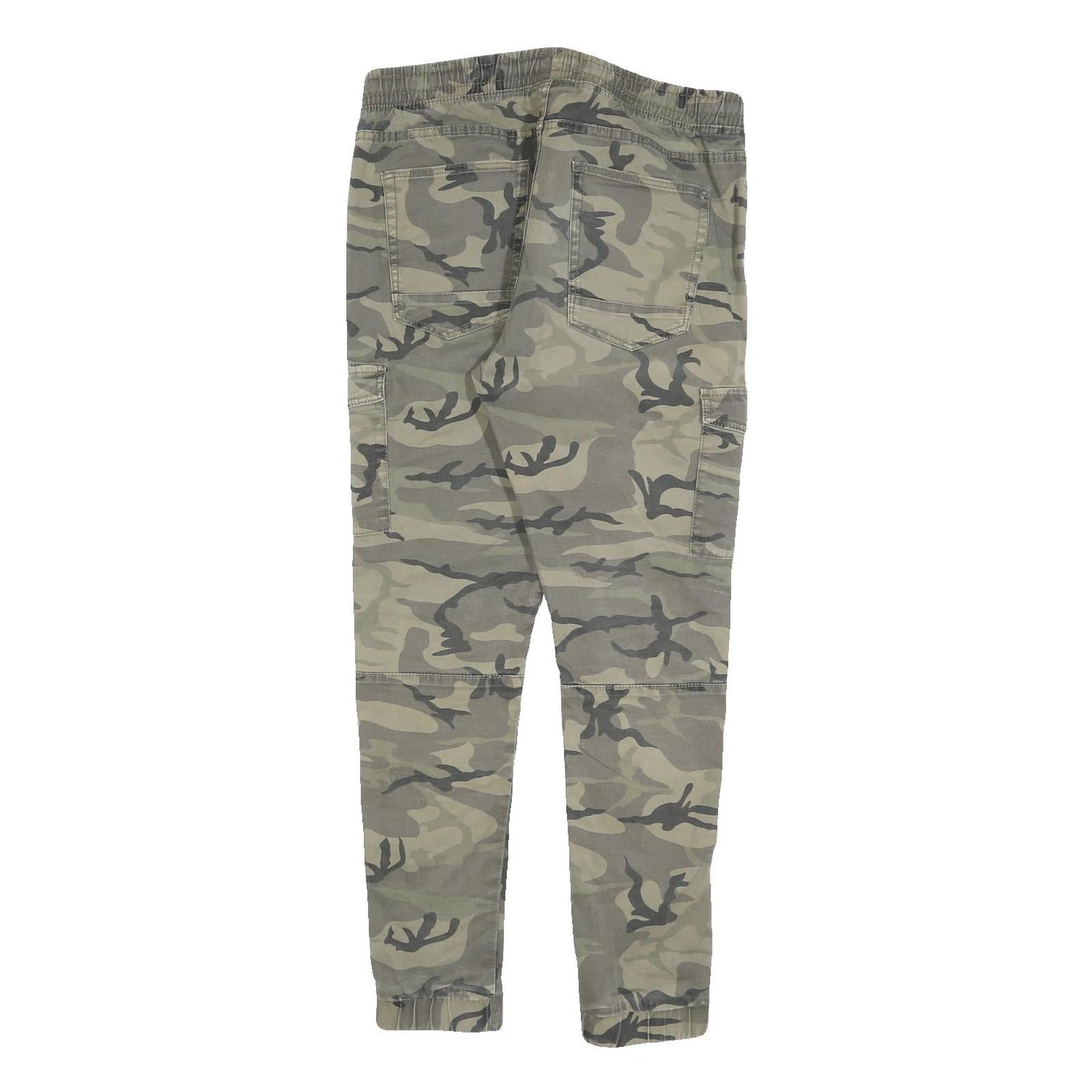 FSBN Mens Cotton Blend Slim Drawstring Cargo Trousers W32 L28 Camouflage