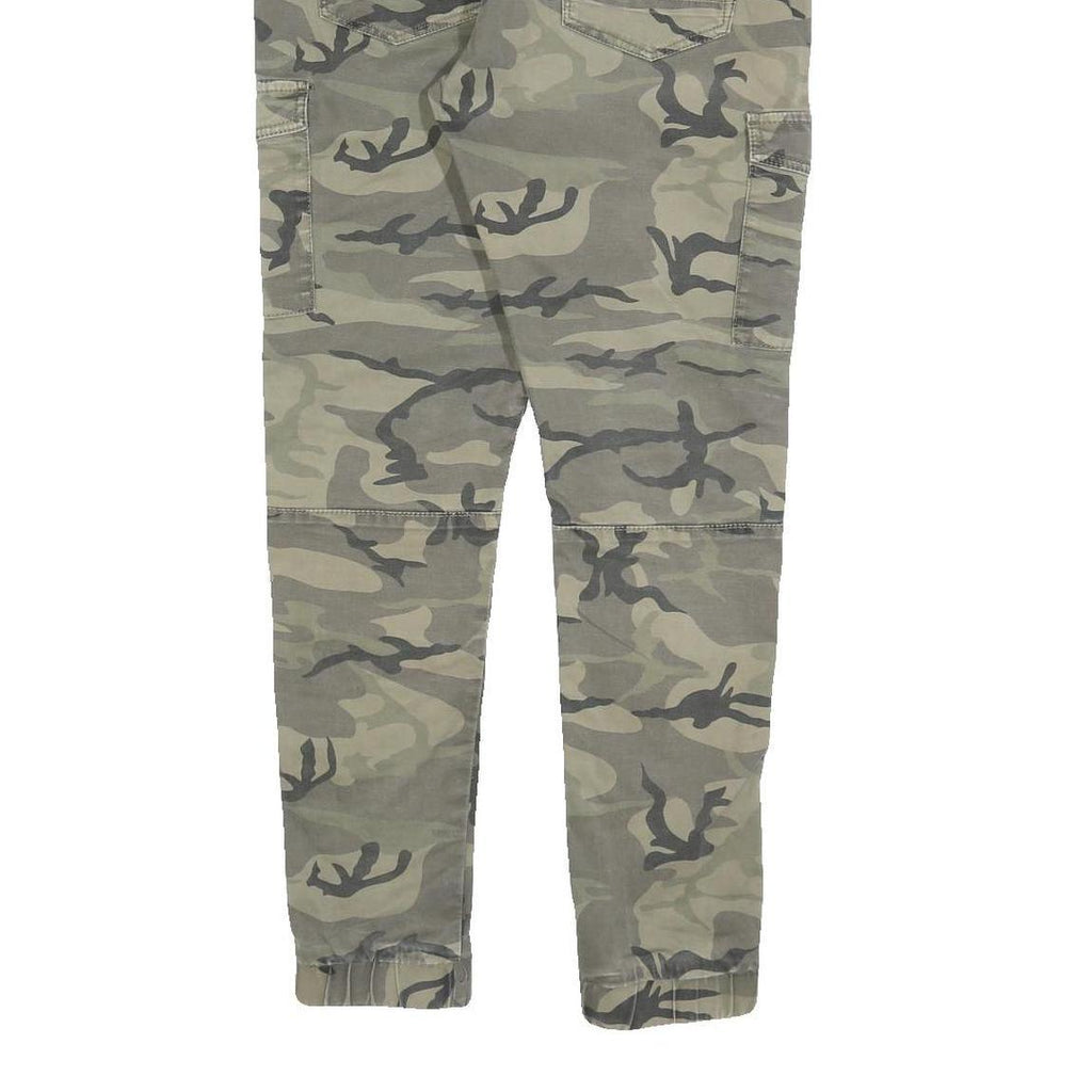 FSBN Mens Cotton Blend Slim Drawstring Cargo Trousers W32 L28 Camouflage