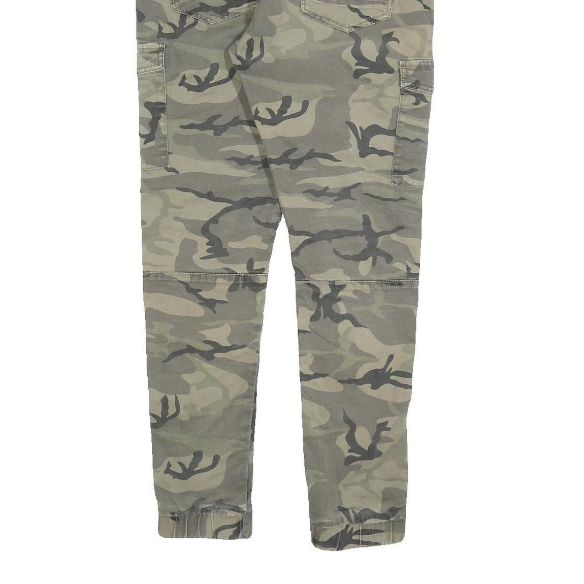 FSBN Mens Cotton Blend Slim Drawstring Cargo Trousers W32 L28 Camouflage