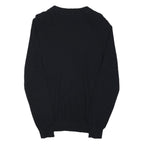 TOMMY HILFIGER Mens Black Plain Crew Neck Basic Knit Jumper S Cotton Blend