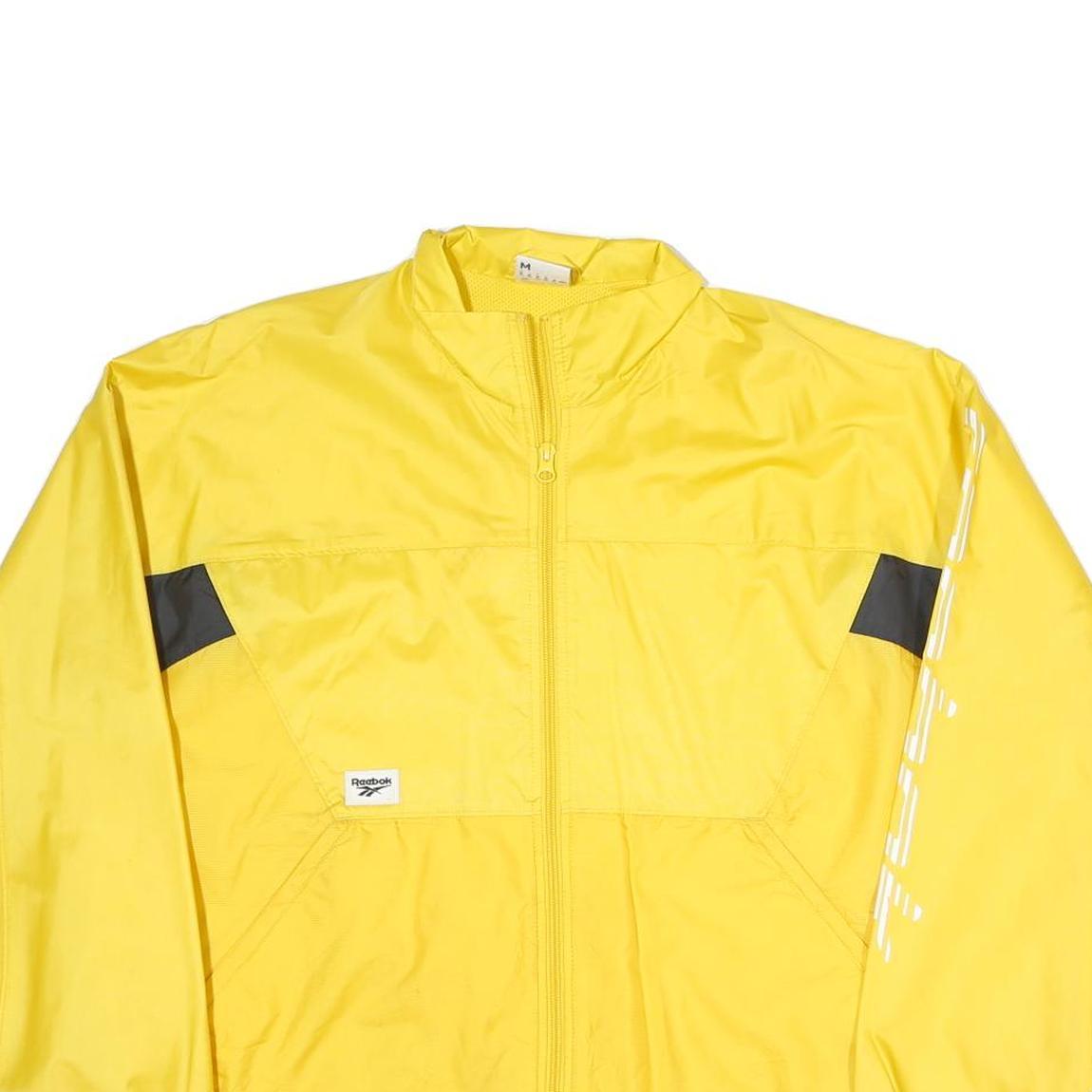 REEBOK Womens Yellow & Black Track Jacket M Polyester Blend Zip Sportswear