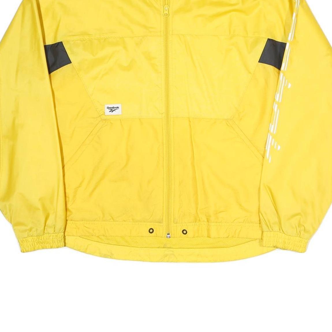 REEBOK Womens Yellow & Black Track Jacket M Polyester Blend Zip Sportswear