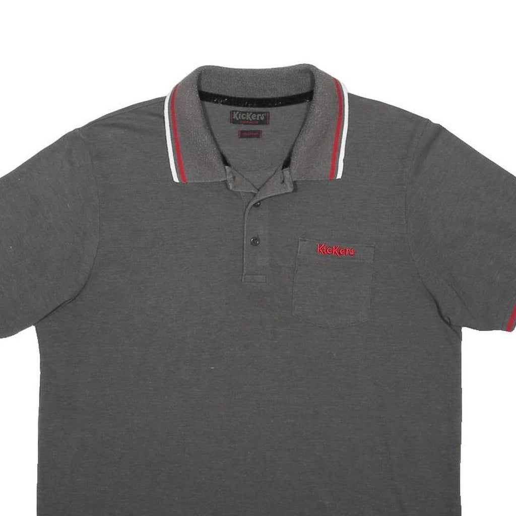 KICKERS Mens Grey & Red Short Sleeve Polo Shirt XL Cotton Blend Classic Fit