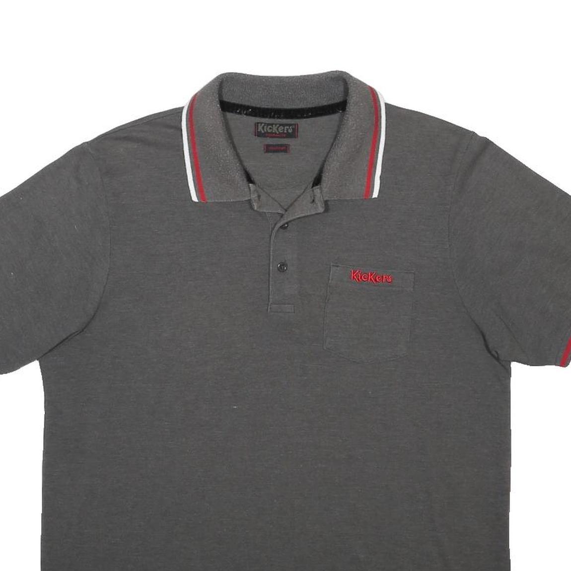 KICKERS Mens Grey & Red Short Sleeve Polo Shirt XL Cotton Blend Classic Fit