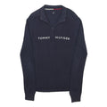 TOMMY HILFIGER Womens Navy Pullover Plain Half Zip Basic Knit XS Cotton Jumper
