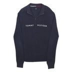 TOMMY HILFIGER Womens Navy Pullover Plain Half Zip Basic Knit XS Cotton Jumper