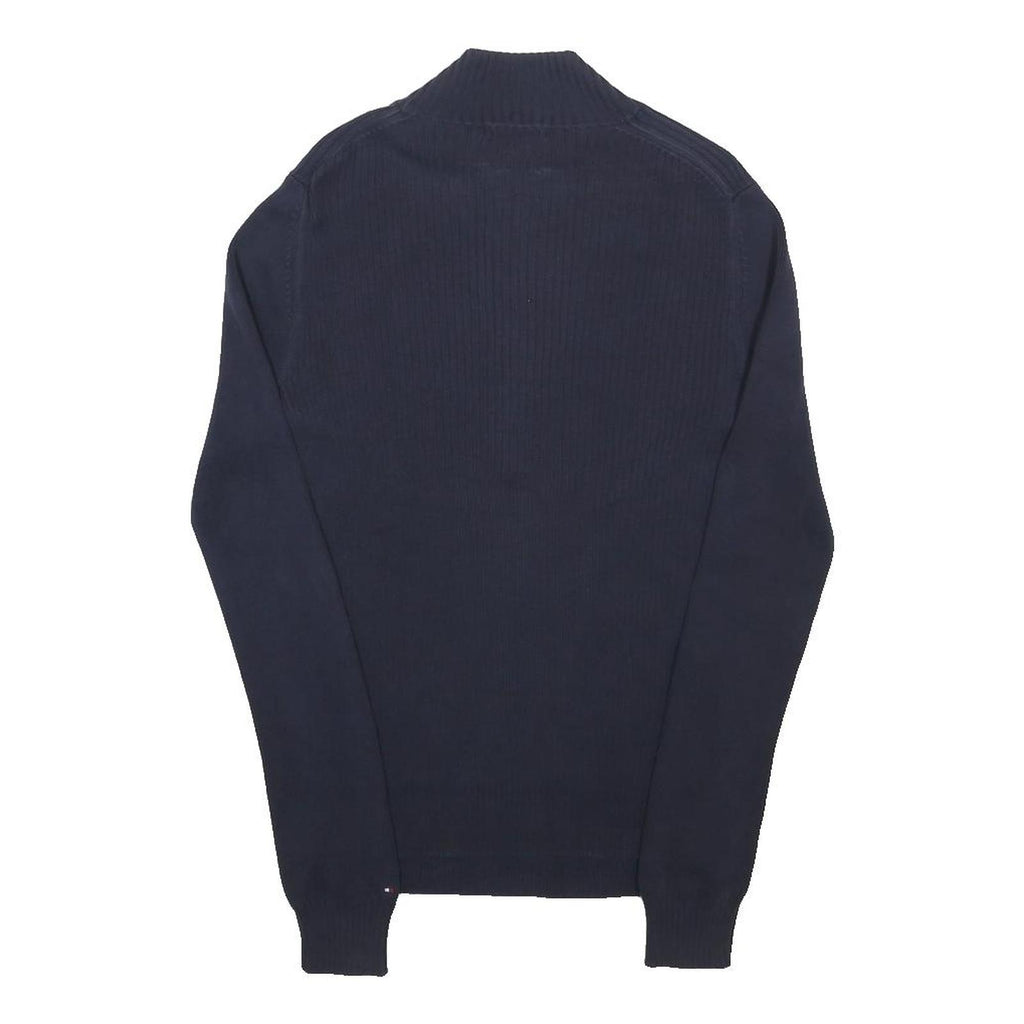 TOMMY HILFIGER Womens Navy Pullover Plain Half Zip Basic Knit XS Cotton Jumper