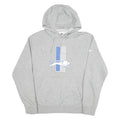 NIKE Mens Grey & Blue Hoodie M Cotton Blend Pullover Lion Graphic Sweatshirt