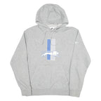 NIKE Mens Grey & Blue Hoodie M Cotton Blend Pullover Lion Graphic Sweatshirt